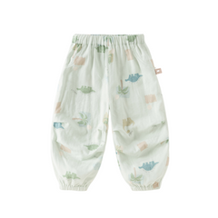 Dave&Bella Toddler Boys Summer Playful Print Green/Green Breathable Loose Jogger Pants