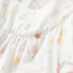 Dave&Bella Summer Toddler Girls Adorable White Print Breathable Cotton Party Dress