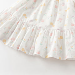 Dave&Bella Summer Toddler Girls Adorable White Print Breathable Cotton Party Dress