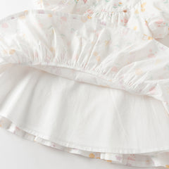 Dave&Bella Summer Toddler Girls Adorable White Print Breathable Cotton Party Dress