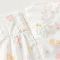 Dave&Bella Summer Toddler Girls Adorable White Print Breathable Cotton Party Dress