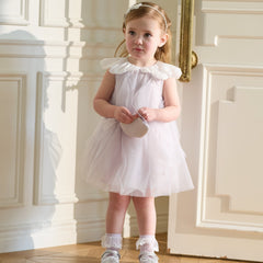 Dave&Bella Summer Toddler Girls Noble Purple Comfortable A-line Mesh Dress(wallet bag)