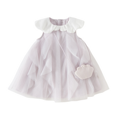 Dave&Bella Summer Toddler Girls Noble Purple Comfortable A-line Mesh Dress(wallet bag)