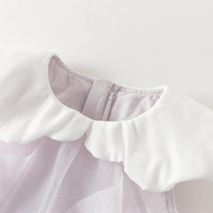 Dave&Bella Summer Toddler Girls Noble Purple Comfortable A-line Mesh Dress(wallet bag)