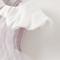 Dave&Bella Summer Toddler Girls Noble Purple Comfortable A-line Mesh Dress(wallet bag)