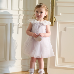 Dave&Bella Summer Toddler Girls Noble Purple Comfortable A-line Mesh Dress(wallet bag)