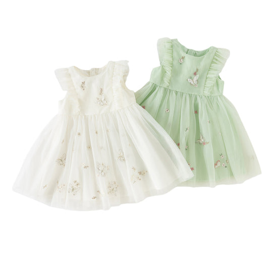 Dave&Bella Toddler Girls Summer Adorable Flutter Sleeve Butterfly Mesh Princess Dress
