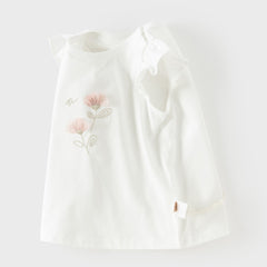 Dave&Bella Summer Toddler Girls White/Light Blue Flutter Sleeve Cotton Comfortable T-Shirt