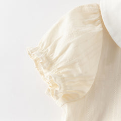 Dave&Bella Toddler Girls Summer Light Yellow Doll Collar College-style Soft Cotton Shirts