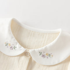 Dave&Bella Toddler Girls Summer Light Yellow Doll Collar College-style Soft Cotton Shirts