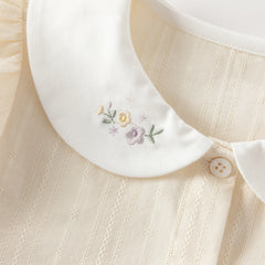 Dave&Bella Toddler Girls Summer Light Yellow Doll Collar College-style Soft Cotton Shirts