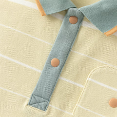 Dave&Bella Toddler Boys Summer White/Green College-style Formal Lightweight Polos