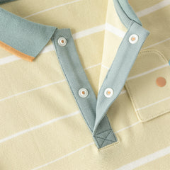 Dave&Bella Toddler Boys Summer White/Green College-style Formal Lightweight Polos