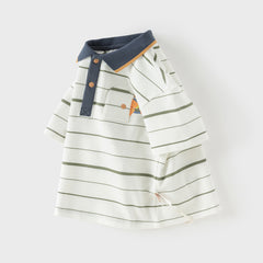 Dave&Bella Toddler Boys Summer White/Green College-style Formal Lightweight Polos