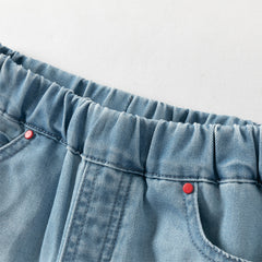 Dave&Bella Toddler Boys Summer Stylish Denim Blue Loose Straight-leg Casual Jeans