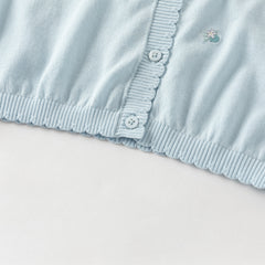 Dave&Bella Toddler Girls Summer White/Light Blue Lightweight Soft Sweater Cardigans
