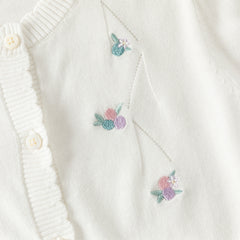Dave&Bella Toddler Girls Summer White/Light Blue Lightweight Soft Sweater Cardigans