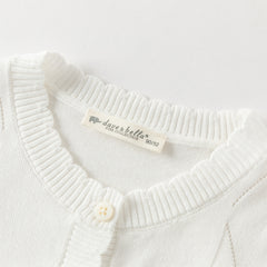 Dave&Bella Toddler Girls Summer White/Light Blue Lightweight Soft Sweater Cardigans