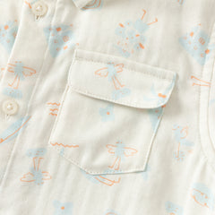 Dave&Bella Toddler Boys Summer Playful Dinosaur/White Print College-style Shirts