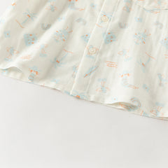 Dave&Bella Toddler Boys Summer Playful Dinosaur/White Print College-style Shirts