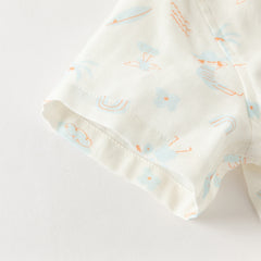 Dave&Bella Toddler Boys Summer Playful Dinosaur/White Print College-style Shirts