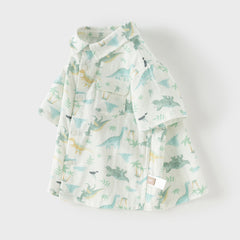 Dave&Bella Toddler Boys Summer Playful Dinosaur/White Print College-style Shirts