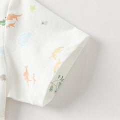 Dave&Bella Toddler Boys Summer Cute Animal Print White Short Sleeve College-style Polos