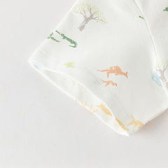 Dave&Bella Toddler Boys Summer Cute Animal Print White Short Sleeve College-style Polos