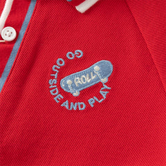 Dave&Bella Toddler Boys Summer Red/Blue College-style Short Sleeve School Polos