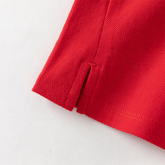 Dave&Bella Toddler Boys Summer Red/Blue College-style Short Sleeve School Polos