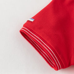 Dave&Bella Toddler Boys Summer Red/Blue College-style Short Sleeve School Polos