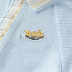 Dave&Bella Toddler Boys Summer Red/Blue College-style Short Sleeve School Polos