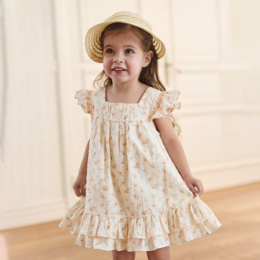 Dave&Bella Summer Toddler Girls Cute Fruit Print Breathable Cotton A-line Party Dress