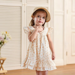 Dave&Bella Summer Toddler Girls Cute Fruit Print Breathable Cotton A-line Party Dress