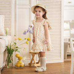Dave&Bella Summer Toddler Girls Cute Fruit Print Breathable Cotton A-line Party Dress