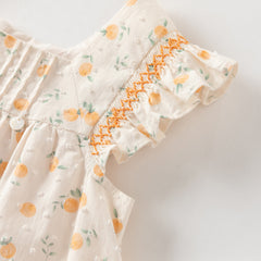 Dave&Bella Summer Toddler Girls Cute Fruit Print Breathable Cotton A-line Party Dress