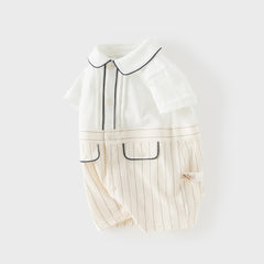 Dave&Bella Summer Baby Boys Beige Breathable Comfortable Indoor Cotton Rompers