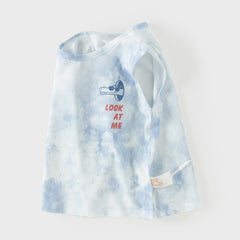 Dave&Bella Summer Toddler Boys Sea Blue Blending Print Breathable Tank