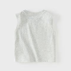 Dave&Bella Summer Toddler Boys Cute Print Blue/Grey Sleeveless Stretchable Tank Tops