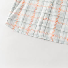 Dave&Bella Summer Toddler Boys Preppy Orange Red Plaid Bow Tie Formal Shirts