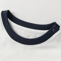 Dave&Bella Summer Toddler Boys White Design Cotton Soft Breathable Round Collar T-Shirt