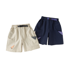 Dave&Bella Summer Kids Boys Comfortable Navy Blue/Khaki Straight-leg Wide Shorts