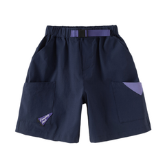 Dave&Bella Summer Kids Boys Comfortable Navy Blue/Khaki Straight-leg Wide Shorts