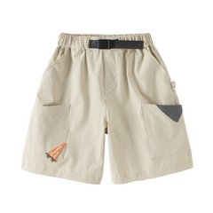 Dave&Bella Summer Kids Boys Comfortable Navy Blue/Khaki Straight-leg Wide Shorts
