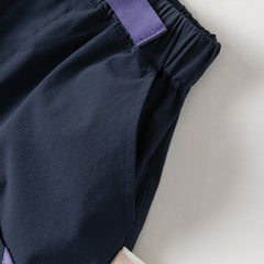 Dave&Bella Summer Kids Boys Comfortable Navy Blue/Khaki Straight-leg Wide Shorts