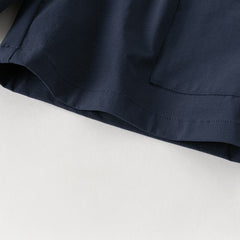 Dave&Bella Summer Kids Boys Comfortable Navy Blue/Khaki Straight-leg Wide Shorts