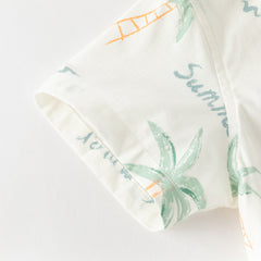Dave&Bella Toddler Boys Summer Coconut Tree Print Shirt Short Holiday Outfit Sets