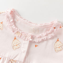 Dave&Bella Summer Toddler Girls Sweet Pink Print Short Sleeve Lightweight Cooling Pajamas