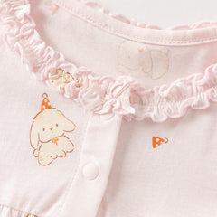 Dave&Bella Summer Toddler Girls Sweet Pink Print Short Sleeve Lightweight Cooling Pajamas