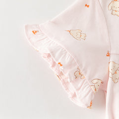 Dave&Bella Summer Toddler Girls Sweet Pink Print Short Sleeve Lightweight Cooling Pajamas